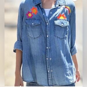 Billy T Peace and Love Embroidered Button Up Shirt